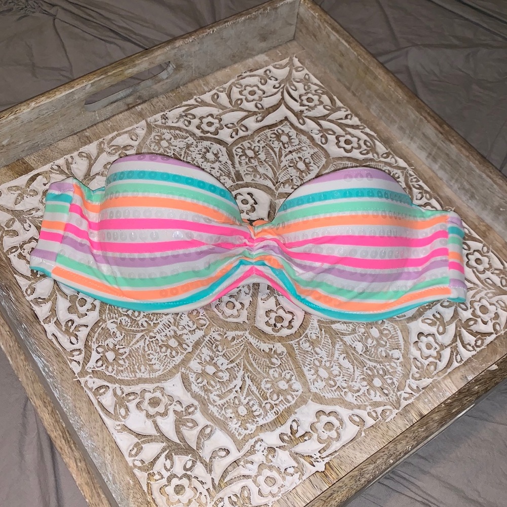Victoria’s Secret bikini top, 32A, push-up, bright neon stripes